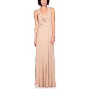 ERIN Sparkly Nude Floor Length Cowl Neck Gown